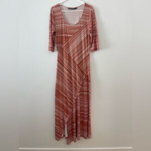 Peruvian Connection Circle Rust Orange Maxi Dress Size M boho soft comfy modest